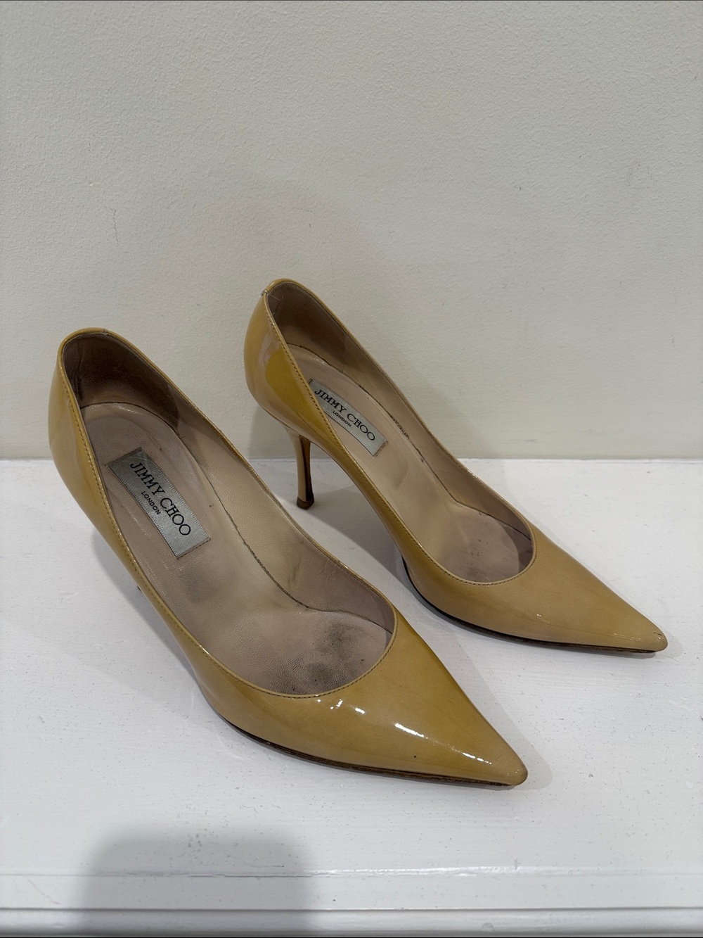 Jimmy Choo Yellow Patent Pointed-Toe Pumps